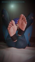 3d animated feet feet_focus foot_fetish juno_(overwatch) minkoanimation music soles soles_fetish sound stirrup_legwear tagme video
