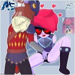 brawl_stars cute draco_(brawl_stars) female fingering khusih knight lumi_(brawl_stars) red_hair shaking shy