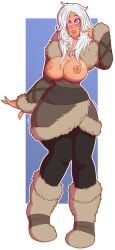 big_breasts bimbo bimbo_lips breasts breasts_out coat daenerys_targaryen game_of_thrones pink_eyes white_hair wrenzephyr2