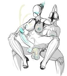 2futas blush cum cum_inside dickgirl front_view futa_only futanari huge_cock insertion intersex intersex_only multiple_intersex nova_(warframe) nyx_(warframe) partially_colored penis sex sketch stomach_bulge testicles uncensored warframe