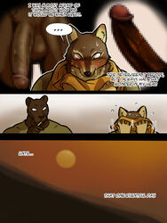 2014 abs anthro army ass biceps big_penis blush canine censored clothing coal_(maririn) comic english_text feline fur male male_only mammal maririn military mondo muscles panther pecs penis text wolf