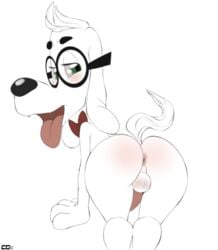 1boy 20th_century_fox anthro anus ass balls blush bow_tie canine crazedg dreamworks eyewear fur glasses green_eyes inviting jay_ward_productions male male_only mammal mr._peabody mr._peabody_and_sherman penis presenting presenting_hindquarters rocky_and_bullwinkle solo tongue tongue_out white_fur