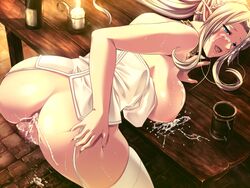 after_sex anus ass blonde_hair breasts censored cum cum_in_ass cum_in_pussy cum_on_breasts demonion demonion_ii:_maou_to_sannin_no_joou facial female game_cg lactation large_breasts m&m_(mickey_and_mackey) milk pointy_ears pussy tiela_es_landatorica