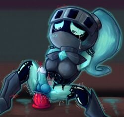 1boy 1male balls big_head blush bodily_fluids crying crying_with_eyes_open dandy&#039;s_world dick dub-con dubcon dubious-consent dubious_consent erection gay genital_fluids genitals gisulli heart-shaped_pupils helmet male male_only non_human object_in_urethra open_legs penetrable_sex_toy penetration penis precum precum_drip sex_toy sex_toy_insertion soulvester stomach_bulge tears tied_arms tied_up toony trembling urethral_penetration