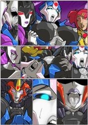 4girls alien arcee arcee_(prime) autobot blue_eyes breast_sucking comic comic_page cybertronian decepticon female female_only flamewar forced_undressing forced_yuri humanoid kissing licking_pussy low_res mad-project more_than_meets_the_eye no_humans no_text_version orgy purple_eyes red_eyes robot robot_girl robot_humanoid sari_sumdac slipstream sucking transformers transformers_animated transformers_prime yuri