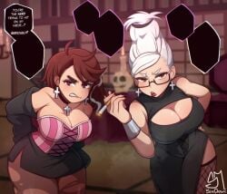 1boy 2girls 2koma :>= animated ass ass_focus ayase_momo ayase_seiko big_breasts big_butt blowjob breasts brown-haired_female brown_hair comic dandadan dialogue double_blowjob english_text female ffm_threesome fishnets glasses grandmother_and_granddaughter halloween instant_loss instant_loss_2koma lipstick longer_than_30_seconds makeup male milf mp4 oral oral_sex pantyhose penis r semidraws shieldshroud sound sound_edit sound_effect sound_effects sound_warning speech_bubble still_image_with_sound sucking sucking_penis tagme takakura_ken_(okarun) teenager text text_bubble threesome video voice voice_acted white-haired_female white_hair