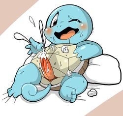 blush cum dorodo_neru male male_only masturbation mouth_open nintendo no_humans one_eye_closed penis pokémon_(species) pokemon pokemon_(species) scalie solo squirtle video_games wink