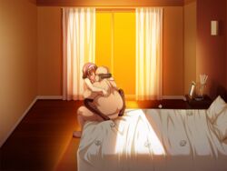 1boy 1girls age_difference asaoka_genzo couple couple_love couple_sex fat_man father-in-law_and_daughter-in-law hairband hinomoto_koharu kedamono-tachi_no_sumu_ie_de kissing lovers netorare ntr nude old_man pin-point sex thigh_highs ugly_bastard ugly_man