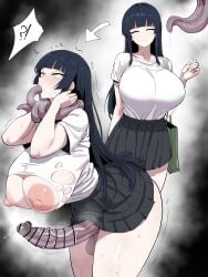 1futa censored dark_hair futa_transformation futanari futanari_transformation huge_breasts large_breasts long_hair nipples original parasite penis skirt t-shirt tentacle torn_clothes transformation veiny_penis xipa yellow_eyes