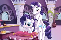 2014 ass blush cutie_mark elusive_(mlp) equine eyelashes female feral feral_on_feral freedomthai friendship_is_magic from_behind fur hair half-closed_eyes happy hooves horse inside long_hair male mammal my_little_pony nude pillow pony rarity_(mlp) room rule_63 sex smile