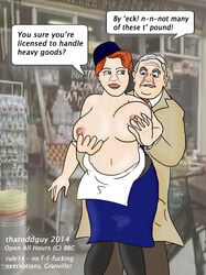 2014 albert_e_arkwright breast_grab curvy dark-skinned_male grope huge_breasts human humor lynda_baron nurse nurse_gladys_emmanuel open_all_hours ronnie_barker shop thatoddguy uniform what