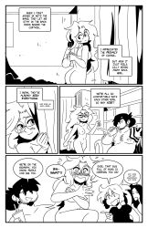 black_and_white blush clover_(the_rock_cocks) comic elizabeth_santos leslie_brown nudity steg_(the_rock_cocks) suria_(the_rock_cocks) taking_off_bra the_rock_cocks