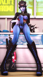 1futa 3d alternate_costume areolae balls big_penis blackjr breasts erection futa_only futanari huge_penis intersex large_breasts large_testicles looking_at_viewer nipples noire_widowmaker overwatch penis solo source_filmmaker testicles widowmaker