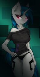 anthro black_panties female female_only friendship_is_magic my_little_pony ninjapony panties solo straight_hair t-shirt vinyl_scratch