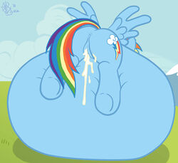 2014 anus ass blyzzarde cum cutie_mark equine female friendship_is_magic fur horse inflation mammal my_little_pony orange_fur pegasus pony pussy rainbow_dash_(mlp) solo straight_hair wings