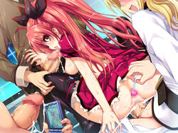 3boys ahoge anal_insertion ass blonde_hair blush breasts candy cellphone censored cum cum_in_pussy date_a_live fellatio female itsuka_kotori kyouhei_kannazuki lolita_channel lollipop mosaic_censoring multiple_boys nipples no_panties open_mouth oral penis phone red_eyes red_hair sex shirt_lift sideboob thighhighs tied_hair tongue twintails vaginal_penetration