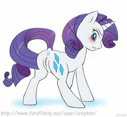 anus blue_eyes blush craymin crotchboobs edit equine female feral friendship_is_magic hair horn mammal my_little_pony open_mouth plain_background pussy rarity_(mlp) small_crotchboobs solo unicorn vagina white_background