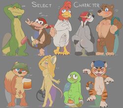 ! 1girls 8boys alcohol alligator animal_genitalia anthro armor armpits ass backpack badger bag bald balls banana banjo-kazooie banjo_(banjo-kazooie) barefoot beak bear beer beverage blush body_hair buckteeth bumper_(diddy_kong_racing) chubby claws collar conker conker's_bad_fur_day crossover cute dialog diddy_kong diddy_kong_racing donkey_kong_(series) drink drumstick_(diddy_kong_racing) drunk english_text erect_penis erection eyewear feline female food foreskin fruit fur genital_slit girly goggles hairy_chest half-closed_eyes hand_on_ass hat headgear helmet hollo_nut kremling krunch looking_at_viewer male male_chicken mammal monkey mouse musical_instrument mustelid navel nintendo nipples nude open_mouth pawpads paws penis pipsy presenting presenting_hindquarters primate raised_arm raised_leg reptile rodent scalie sharp_claws sharp_teeth sheath shell sitting size_difference slit smile spikes squirrel standing teeth text thick_penis tiger timber tiptup toe_claws tongue tongue_out turtle uncut vein veiny_penis video_games