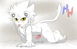 all_fours digimon feline furry heibanhikaru male male_only mammal nude penis precum spadamon tongue