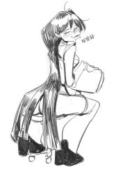 2021 asian asian_female ass black_hair breasts brokenlynx candy_chiu disney disney_channel disney_xd female female_only glasses gravity_falls office_chair sketch sticking_out_tongue