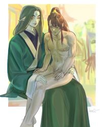 clothed embarrassed gongyi_xiao human_pet male naked no_sex on_lap petplay svsss the_scum_villain's_self-saving_system yaoi zhuzhi_lang