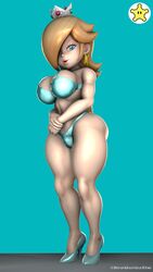 1girls 3d 3d_(artwork) ass big_ass big_breasts blonde_hair blue_background blue_eyes bra breasts curvaceous curves curvy curvy_body curvy_female curvy_figure curvy_hips female female_only full_body heels high_heels hips huge_ass lips mario_(series) newmarinasfm nintendo panties pink_lips princess_rosalina simple_background solo standing thick_legs thick_thighs thighs underwear underwear_only