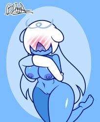 1girls bifa blush boo_(mario) boo_girl_(minus8) covered_eyes female floating ghost ghost_girl huge_ass long_sleeves mario_(series) naked nintendo nipples pussy super_mario_bros.
