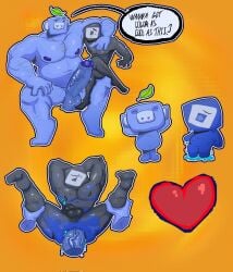 _ssatoh anal anal_sex armpit_hair balls bigger_male blue_body body_hair chest_hair colored_cum cum discord_(app) foreskin grey_body heart heart_symbol himbo holding_legs leaf leaking_cum make male male_only nervous nervous_expression nervous_face nervous_male nervous_sweat nervous_sweating nipples pecs penis penis_vein roblox roblox_logo_(character) spiral_eyes sus_(pig) sweat sweatdrop talking talking_to_another testicles text text_bubble transformation uncircumcised veiny_penis wumpus