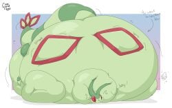 belly belly_expansion big_belly cute dragon expansion female flygon full_body_inflation guzzlord420 huge_belly ice_cream inflation massive_belly pokemon stuffing vanillite