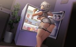 364ing absurdres after_sex after_vaginal animal_ear_fluff animal_ears ass blue_eyes blue_hair breasts can cat_ears cat_girl cat_tail cropped_shirt cum cumdrip drink female highres holding holding_can holding_drink indie_virtual_youtuber indoors kitchen large_breasts long_hair midriff multicolored_hair plant potted_plant pussy refrigerator rhea_aitken second-party_source shirt shorts sleeveless sleeveless_shirt solo tail thigh_strap thighs two-tone_hair virtual_youtuber white_hair white_shirt white_shorts