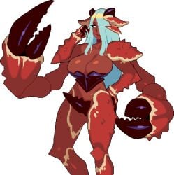 1futa 2d animal_genitalia animal_penis blue_hair bottomless breasts cleavage clothing cloud_meadow crab crab_girl crustacean erection four_arms futanari game_cg game_sprite huge_breasts intersex multiple_arms partially_clothed penis pincers pixel_art red_body red_skin s-purple solo sprite tagme tapering_penis transparent_background white_eyes