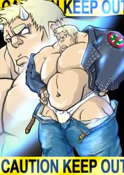 1boy 2017 bara caution_tape male male_only muscular rokomoko_honpo solo tagme the_bouncer video_games volt_krueger_(the_bouncer)