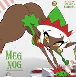 ass bcdickchix bcfuta big_ass brendancorris busty christmas curvy cute dark_skin elf huge_ass meg_nog_(bcfuta)