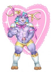 abs alistar balls biceps big_muscles blue_hair clothed clothing cum cum_on_chest cum_on_stomach drooling fabulous facial_piercing flower furry hair heart league_of_legends magical_girl male male_only masturbation minotaur muscles nipple_pinch nose_piercing nose_ring oskar pecs penis piercing ribbons saliva skimpy solo tight_clothing tongue tongue_out underwear uniform