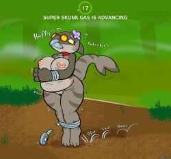 2026 3_toes 4_fingers absurd_res alex_(clexyoshi) ankles_tied anthro ass belly big_belly big_breasts big_butt big_nipples blush bodily_fluids bondage bound breasts duct_tape feet felino female fin fingers fish fist flower_on_head front_view gameplay_mechanics genitals grey_body grey_scales grey_stripes hands_tied head_fin hi_res hopping marine motion_lines nipples no_pupils onomatopoeia overweight overweight_anthro overweight_female peril pink_nipples pixile_studios scales shark solo sound_effects striped_body striped_scales stripes struggling super_animal_royale sweat sweatdrop tail tail_fin tape tape_bondage taped_feet taped_hands taped_mouth tears text thick_thighs toes vulva whimper yellow_eyes