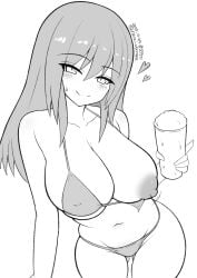 1girls bikini bitch eleonore_giovanna_gassion exhibitionism exhibitionist exposed_breasts exposed_nipples female huge_breasts large_breasts long_hair luminous_witches monochrome strike_witches unkai_daraku world_witches_series