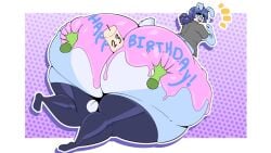 1boy ass ass_focus balls big_ass big_ass_(male) birthday blue_body blue_fur blue_hair bottom_heavy_femboy bottom_heavy_male bunny candle candle_in_ass candlestick disembodied_hands frosting frosting_on_ass frosting_on_butt frostinh glasses green_hands huge_ass huge_butt lagomorph lagomorph_humanoid male male_only rabbit sinking_grip sinking_into_flesh solo solo_male thiccbuns thigh_boots thighhighs wide_hips wilson_barnaby wilsonbunnycake