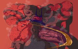 bodybuilder boner erection furry hairy high_resolution highres hyper hyper_balls hyper_cock hyper_genitalia hyper_muscles hyper_penis hyper_testicles incineroar male male_only muscles muscular muscular_arms muscular_male muscular_thighs musk penis pokemon pokemon_(species) remert solo solo_male sweat sweating