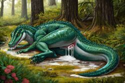 ai_generated alligator crocodilian cum_in_cloaca cum_in_mouth feral reptile