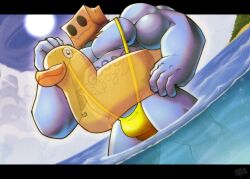 bara buff godstv kinni_(godstv) male mankini sexy yaoi yellow_mankini