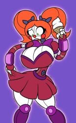 1girls after_transformation big_breasts breasts circus_baby circus_baby_(fnaf) cleavage clown clown_girl clussy confused female five_nights_at_freddy's frost-lock ice_cream red_dress solo thick_thighs tight_clothing
