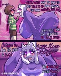big_ass big_breasts boner_in_pants chara chara_(undertale) dommy_mommy dress female femdom huge_breasts imminent_incest imminent_sex mangomaniacz mother_and_son name_calling pet_names taller_female thicc_thighs thick_ass toriel undertale undertale_(series) wobbling_ass wobbling_breasts