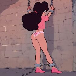 ai_generated ass bound_wrists chains lace_panties pink_panties steven_universe stevonnie worried_expression