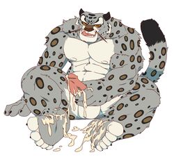 abs anthro balls biceps body_markings cum dreamworks erection feline fur hindpaw kung_fu_panda leopard male male_only mammal markings muscles nude paws pecs penis snow_leopard tai_lung_(kung_fu_panda) taoren tongue tongue_out