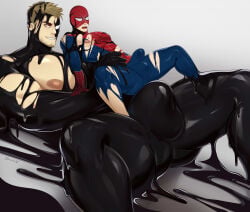 bara bara_body eddie_brock gasaiv gay inminent_anal inminent_sex male male_only marvel peter_parker size_difference spider-man spider-man_(series) venom_(marvel) yaoi