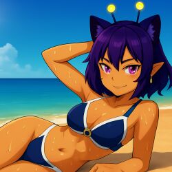 1girls ai_generated alineihgena beach bikini female sand summer sun vtuber vtuber_br