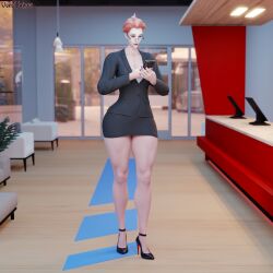 3d 3d_(artwork) business_suit business_woman busty clothed clothing female moira overwatch overwatch_2 short_skirt taller_female taller_girl thick_thighs thighs thighs_bigger_than_head vonsvaigen