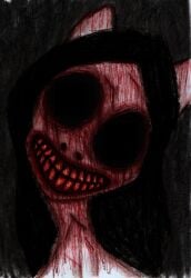 absurd_res anthro bilemirth blood bodily_fluids charcoal_(artwork) empty_eye_socket equid equine female friendship_is_magic gore hasbro hi_res horror_(theme) horse ink looking_at_viewer mammal my_little_pony pony smile solo traditional_media_(artwork) unhappy893 wounded