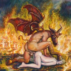anal anal_penetration anal_sex anthro_on_human beast demon demon_horns demon_wings fire gay gay_anal gay_art gay_male gay_sex homosexual horns humanoid_on_human male male_only marc_debauch monster_on_human monster_on_male raped raped_by_monster satan satanic twink vintage wings