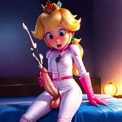 1futa 3d ai_generated balls bed bedroom bodysuit cum ejaculation erection futanari illumination_entertainment looking_at_viewer mario_(series) masturbation nintendo penis penis_out princess_peach sitting solo super_mario_bros. super_mario_bros._(2023_film) testicles